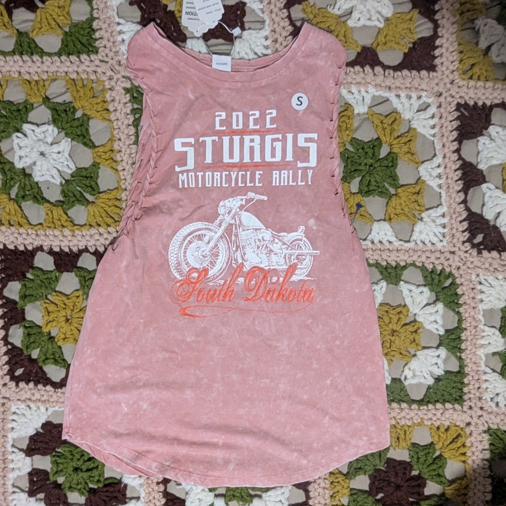 2022 Sturgis Women's Top Pink Blouse Size Small Motorcycles